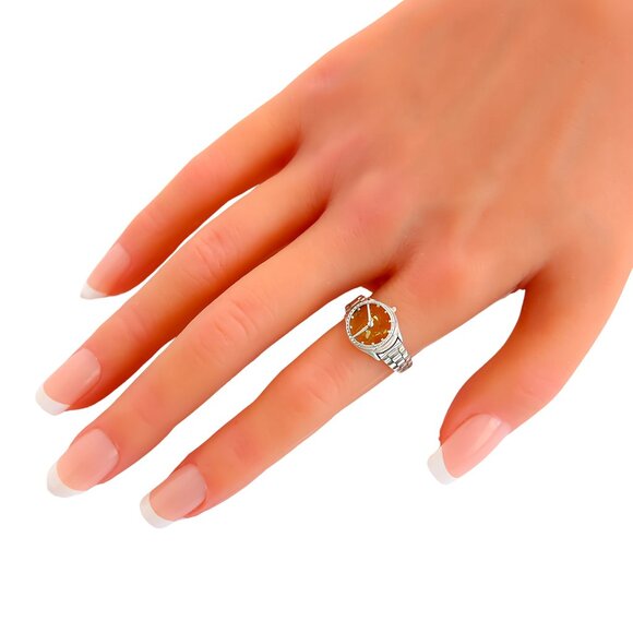 Baltic Lemon Amber Clock Ring in 925 Sterling Silver Size 8.5 - Picture 6 of 7